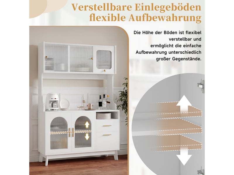  Buffet haut avec prises de courant et ports usb blanc 120 x 40 x 178 cm N634D0054W - Conforama D