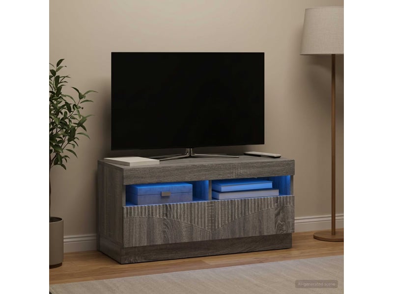  Meuble tv - banc tv - meuble de rangement led sonoma gris bois d'ingénierie  - Conforama B