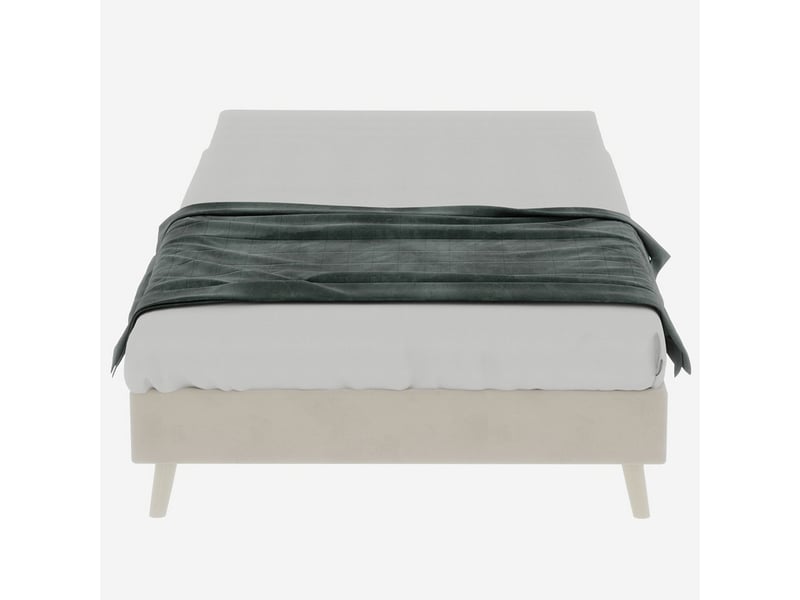  Lit une personne 90x200 cm, tissu velours hollandais beige, lit moderne, base profil bas, structure robuste  - Conforama A