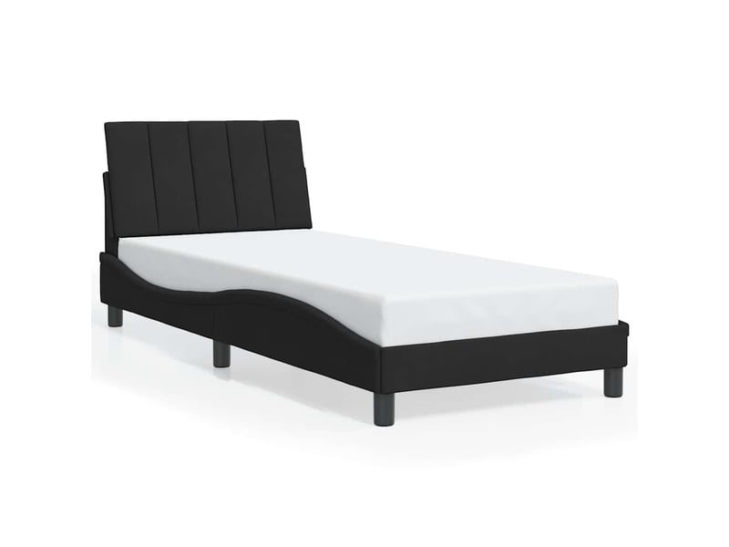  Lit simple- lit adulte -  cadre de lit sans matelas hanko noir 80x200 cm velours  - Conforama A