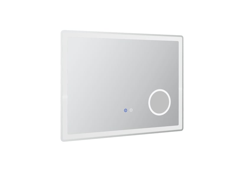 Miroir lumineux de salle de bain en verre avec grossissement triple, éclairage double, antibuée, blanc 80 × 60 cm - Conforama A