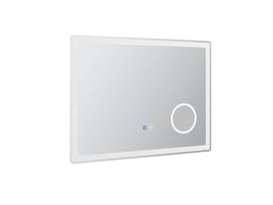 Miroir lumineux de salle de bain en verre avec grossissement triple, éclairage double, antibuée, blanc 80 × 60 cm