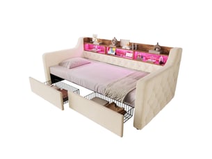 Lit simple 90x190 cm <strong></strong>  <strong>Morn Vibe</strong> coloris beige