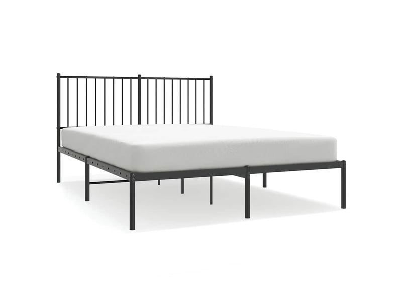 Lit double- lit adulte -  cadre de lit métal sans matelas avec tête de lit noir 135x190cm  - Conforama A