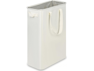 Panier à linge étroit avec poignée, pliable, adapté aux buanderies, dortoirs et chambres, 48l, beige