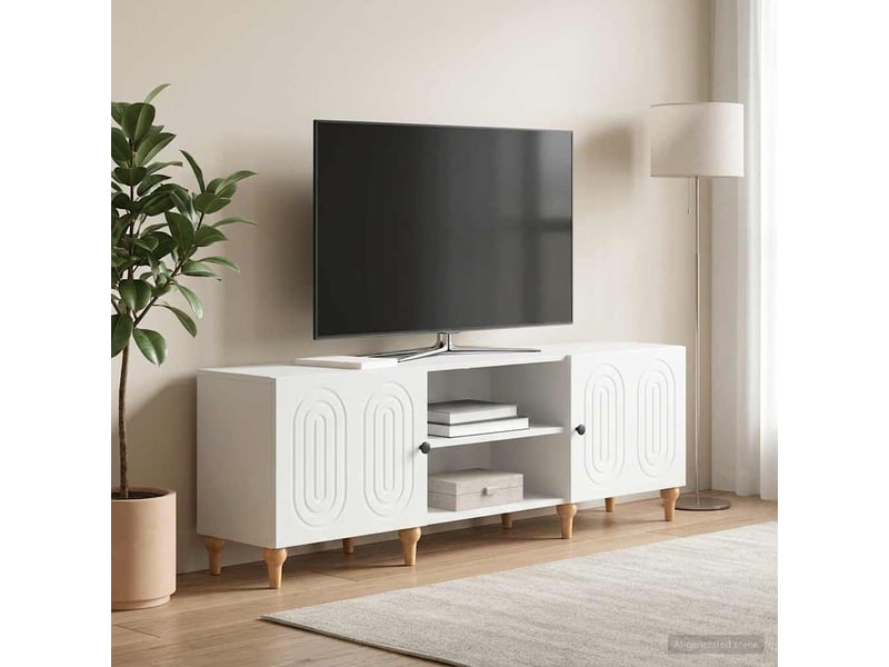  Meuble tv - banc tv - meuble de rangement blanc 150 x 31 x 50 cm bois d'ingénierie  - Conforama D