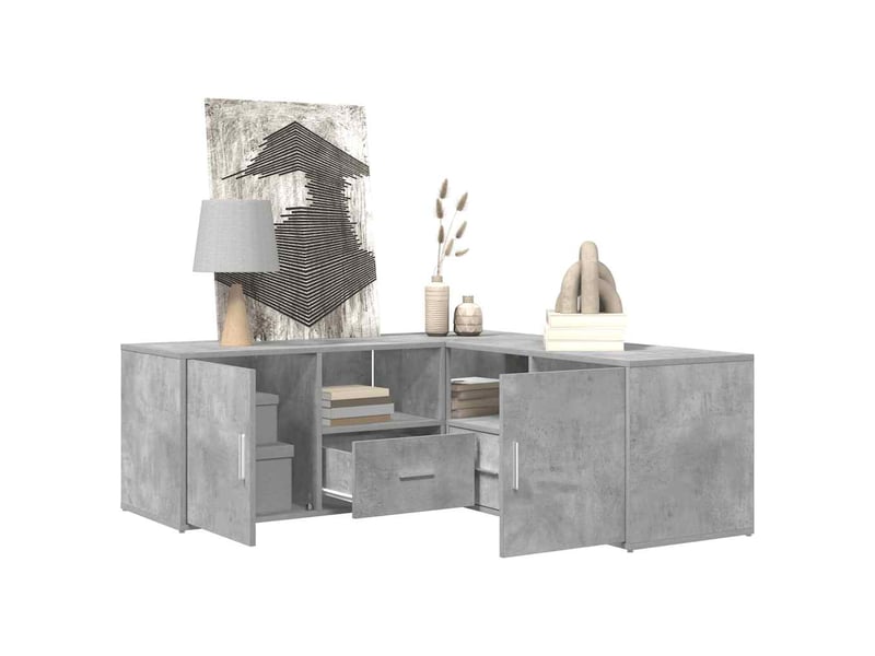  Armoire d'angle, armoire de rangement gris béton 200x40x45 cm bois d’ingénierie  - Conforama D