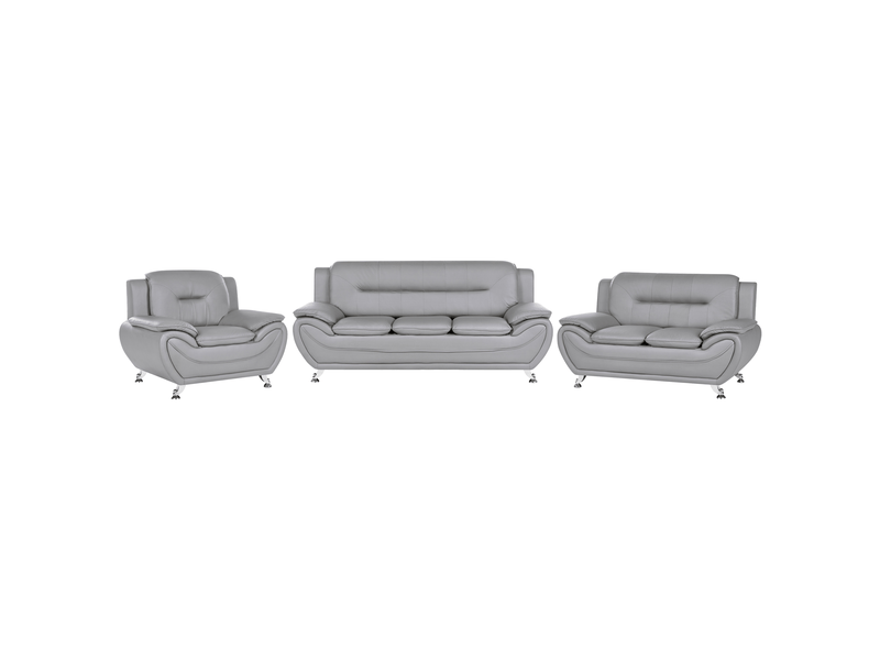  Ensemble de salon 6 places leira cuir pu gris  - Conforama A