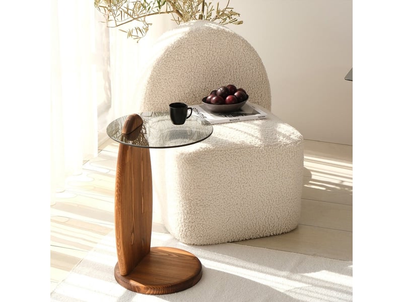 Table basse en verre trempé et bois de pin surf - Conforama B