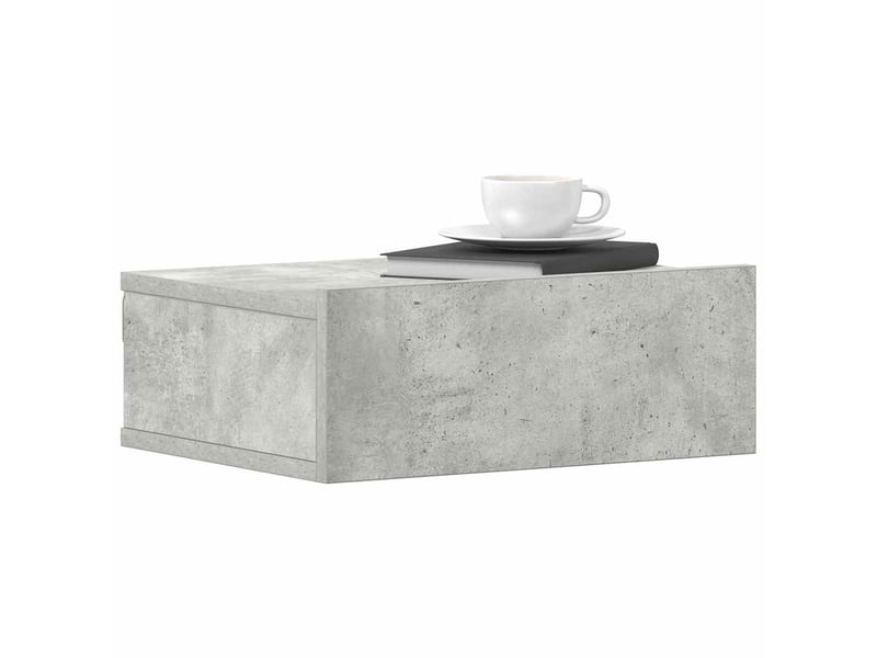  Lot de 2 tables de chevet - cabinet de chevet - table de nuit flottantes gris béton bois d'ingénierie  - Conforama C