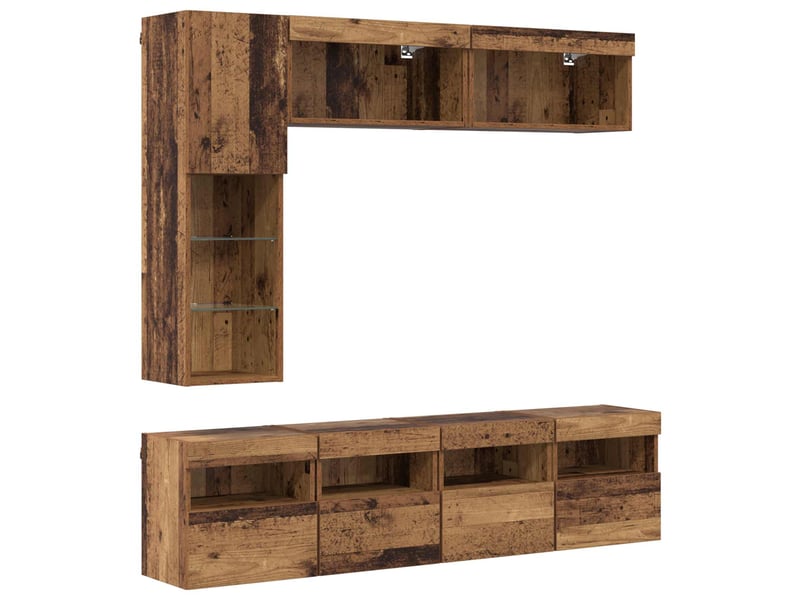  Meuble tv - banc tv - meuble de rangement 7 pcs bois ancien bois d'ingénierie  - Conforama A