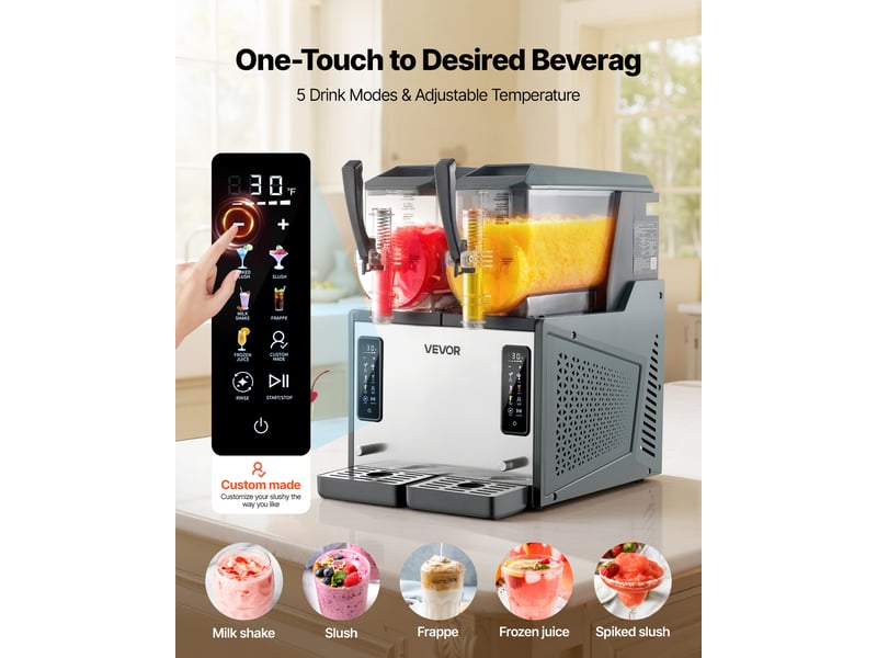  Vevor machine à granité distributeur de boissons glacées 2x4 l pour bar maison  - Conforama B
