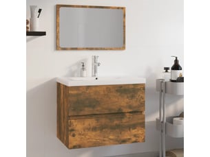 Meubles de salle de bain, armoire salle de bain chêne fumé bois d'ingénierie cf65462