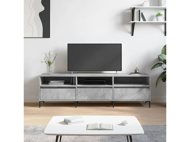  Meuble tv - banc tv - meuble de rangement gris béton 150x30x44,5 cm bois d'ingénierie  - Conforama B