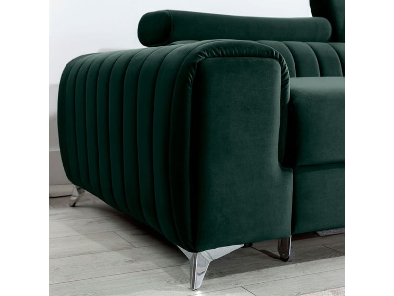  Canapé d'angle droit vert foncé convertible 3 places jayson dossier profilé  - Conforama C