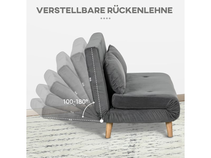  Canapé-lit,130x78x79 cm,2 places avec dossier réglable,polyester,gris  - Conforama E