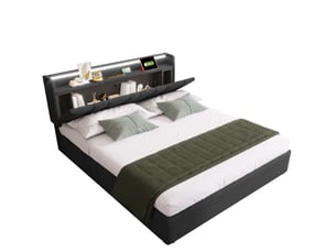 Lit coffre 140x190 cm <strong></strong> <strong></strong> coloris gris