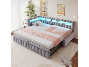 Lit banquette 90x200 cm <strong>SAPGAKS</strong> <strong></strong> coloris gris