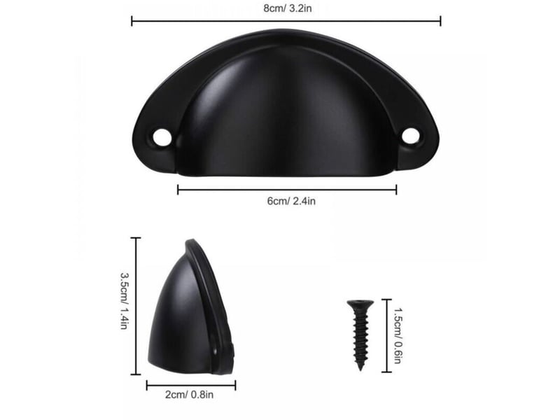  Poignée de tiroir bouton porte coquille poignée en forme de coquille décoration porte meuble tiroir armoire placard avec vis 20 pièces noir  - Conforama C