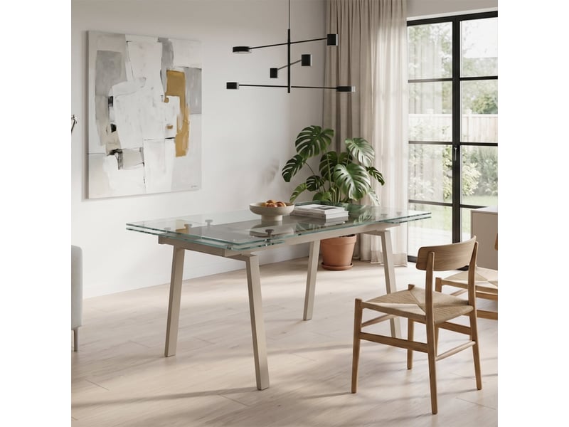 Table extensible en verre trempé 140200x80 jackson - gris tourterelle - Conforama B