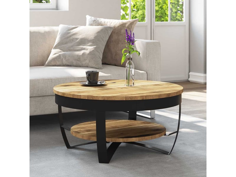  Table basse | table d'appoint salon bois massif de manguier brut 65x32 cm  - Conforama B