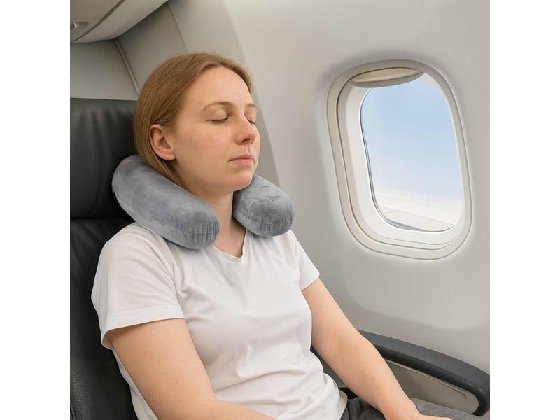  Coussin de voyage pour le cou gris mousse à mémoire de forme cf56383  - Conforama B