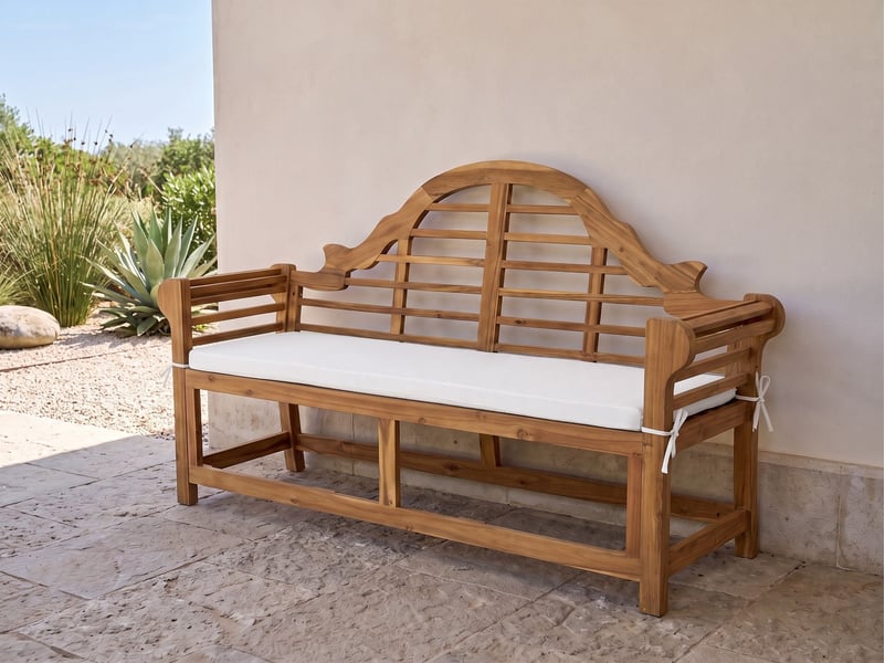  Banc avec coussin d'assise marlboro 180 cm acacia blanc cassé  - Conforama B