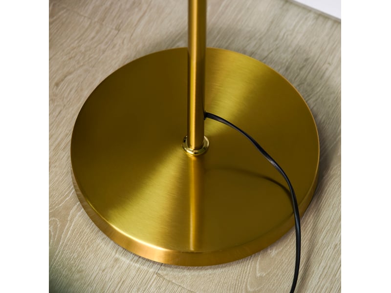  Lampe sur pied moderne dorée 40w avec 3 abats-jours en verre, pied en métal, interrupteur au pied, hauteur 169 cm, pour salon  - Conforama E