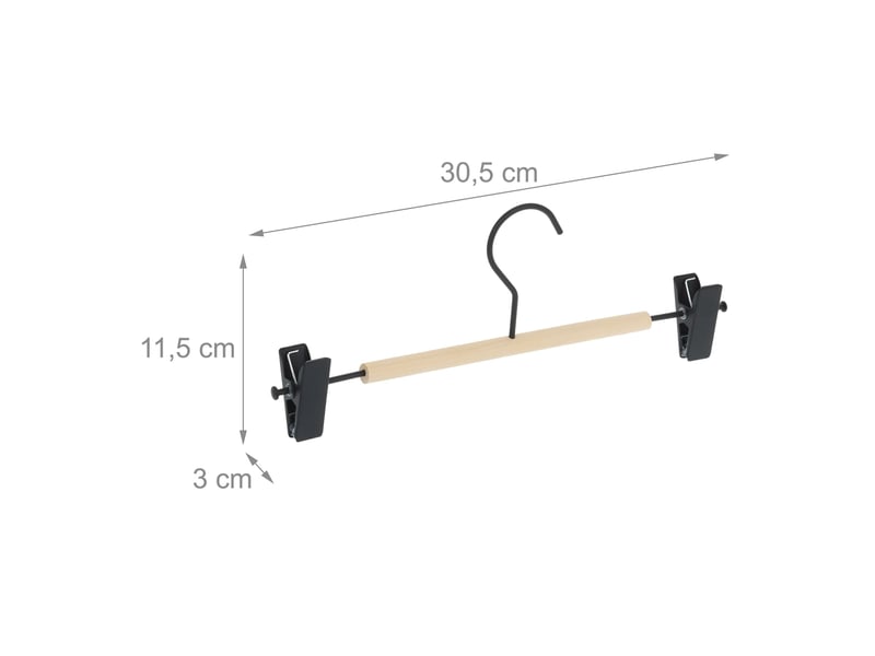  Lot de 10 cintres à pinces réglables mélange bois métal pratiques penderie 45 x 2 x 20 cm en bois noir 13_0010854  - Conforama C