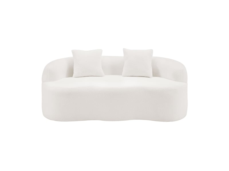  Canapé droit blanc 2 places design courbé avec coussins tissu respirant pour salon moderne et chambre  - Conforama A