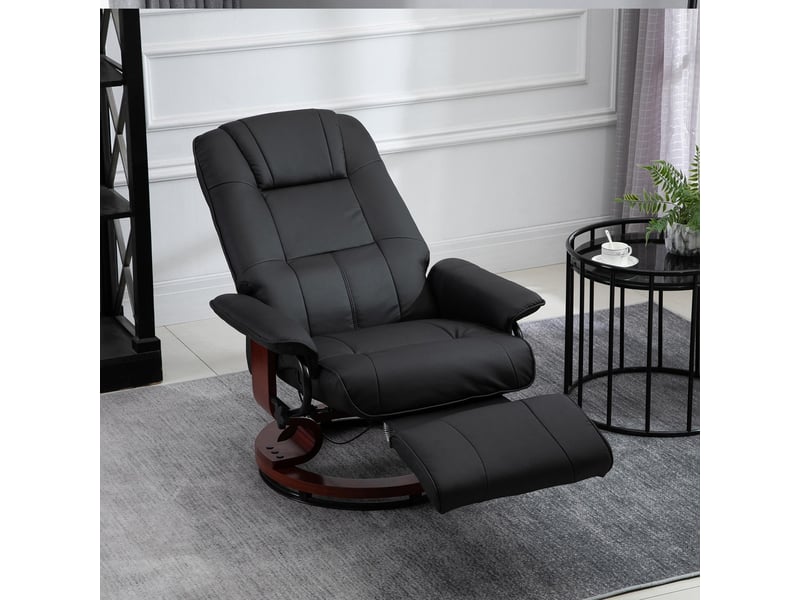  Fauteuil de relaxation, fauteuil pivotant, fauteuil inclinable, simili cuir, 78x87x100cm, noir  - Conforama D