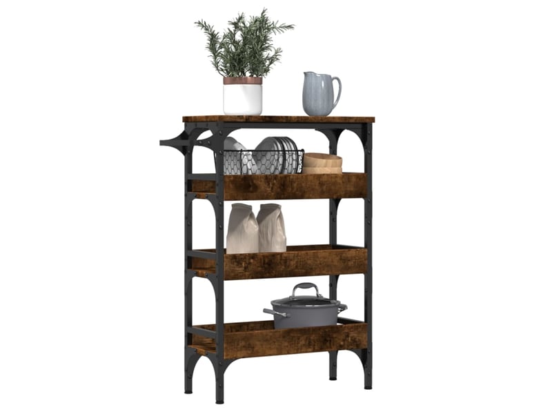  Chariot de cuisine, chariot de rangement chêne fumé 53x20x76 cm bois d'ingénierie  - Conforama E
