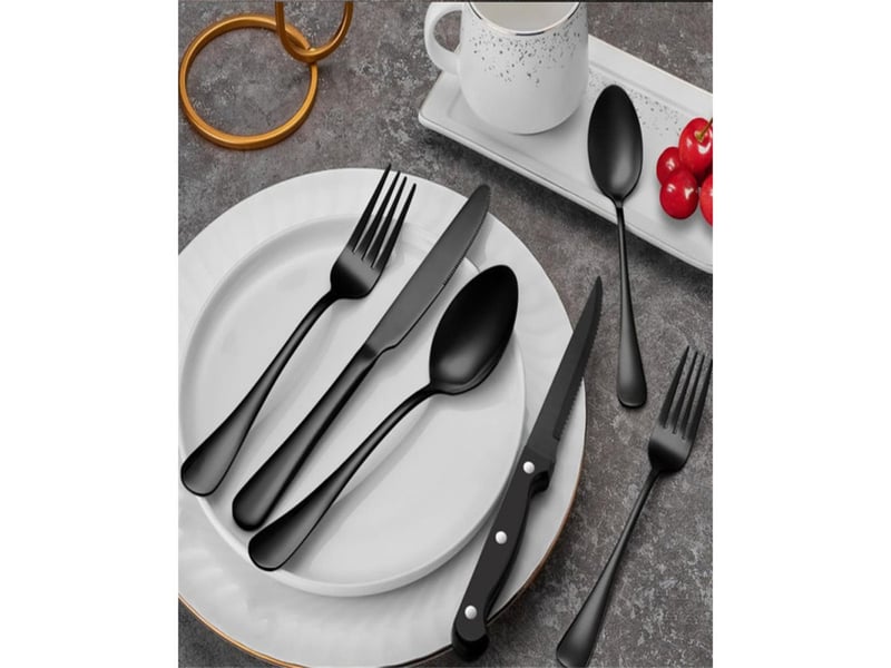  Couverts 24 pieces 6 personnes acier inox 304 noir mat 400289_AACLR76472_6_DROPFR - Conforama B