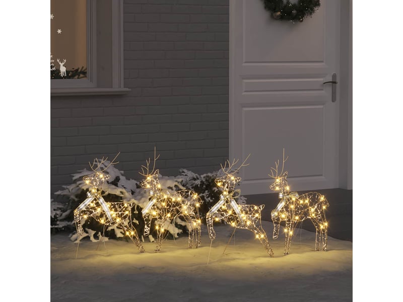  Lot de 4 rennes led, éclairage de noël, décoration de noël 80 led doré 44 x 18 x 65,5 cm pet cf62084  - Conforama B