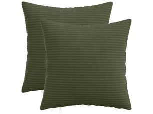 Lot de 2 housses de coussin heerlen vert 35 x 35 cm velours côtelé cf49481