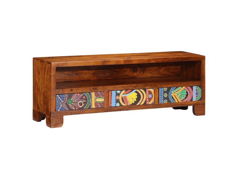  Meuble tv - banc tv - meuble de rangement multicolore 110x30x40 bois d'acacia massif  - Conforama C