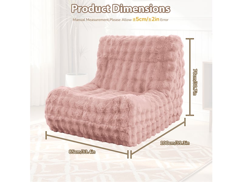  Fauteuil poire modenvie en tissu rose, forme chenille, avec dossier, garnissage haute résilience, 85 x 100 x 78 cm  - Conforama C