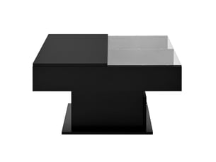 Table basse relevable avec 1 tiroir et 1 niche ouverte et led, en panneau de particules, noir, 78×78×45 cm - uvrion