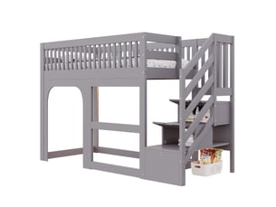 Lit mezzanine 90x200 cm <strong>LEYTN</strong>  <strong></strong> coloris gris