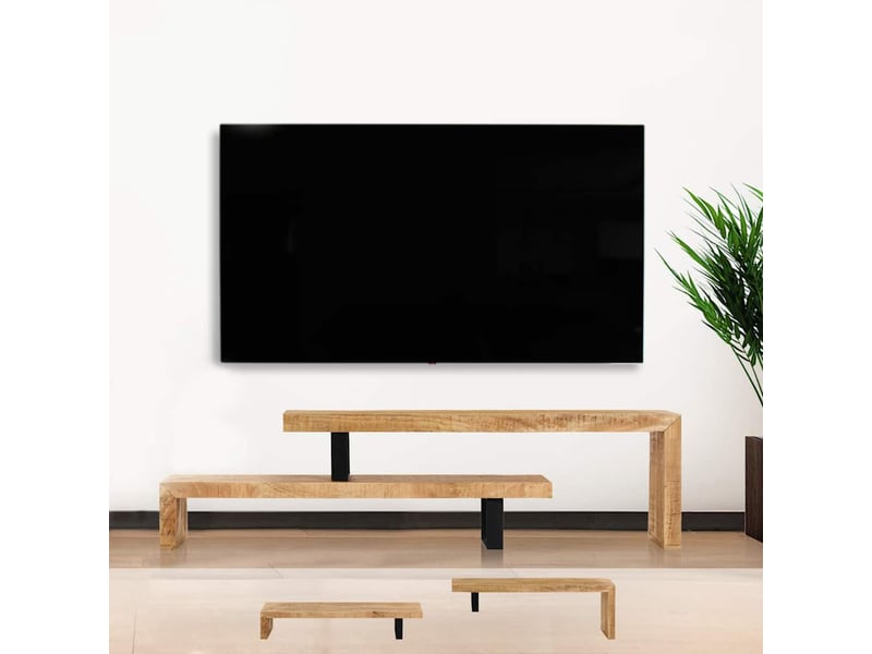  Meuble tv - banc tv - meuble de rangement bois de manguier massif  - Conforama D