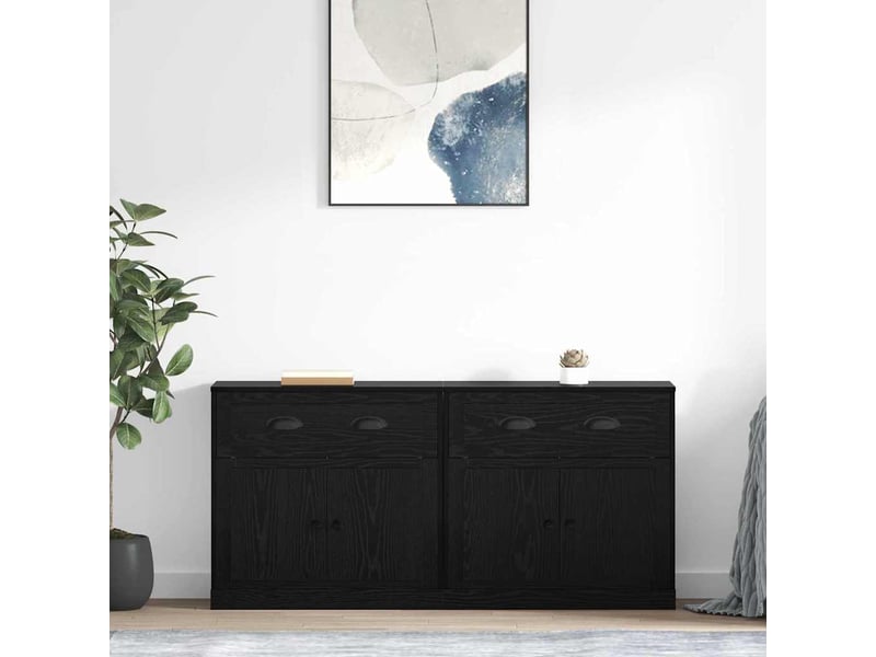  Buffet - bahut - meuble de rangements 2 pc chêne noir 70 x 35,5 x 67,5 cm bois d'ingénierie  - Conforama B