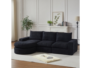 Canapé d'angle tcqpz modulable 3 places avec méridienne réversible 250 x 160 x 80 cm chenille noir