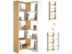 Bibliotheque coloris bicolore 5 étagère(s) <strong>WISHDOR</strong> <strong></strong> - 111.5 cm x 163.7 cm