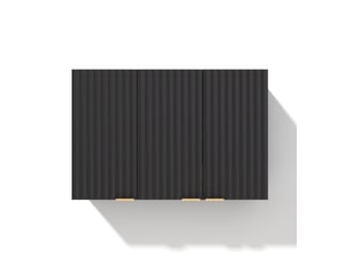 Meuble haut de cuisine 3 portes 90x29x60 cm - meuble de rangement mural - portes à lattes ondulées - mdf - noir
