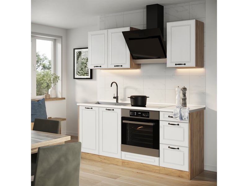  Vicco cuisine, blanc campagnechêne doré, 180cm sans plan de travail  - Conforama C