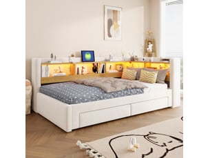 Lit extensible 90x200 cm <strong>MAISENTIEL</strong> <strong></strong> coloris beige
