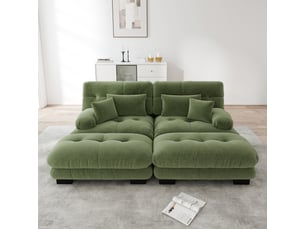 Canapé d'angle, canapé 2 places – coussins inclus, en chenille, style cloud, larges accoudoirs