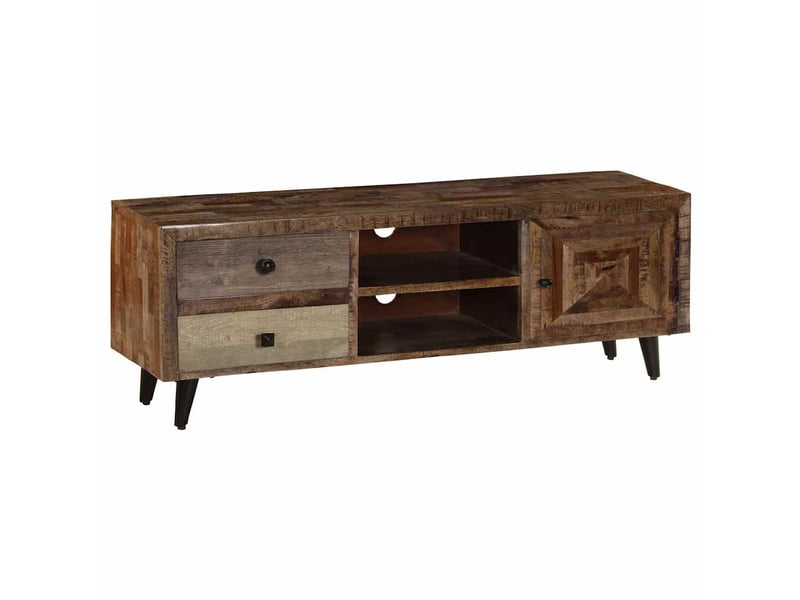  Meuble tv - banc tv - meuble de rangement 118x30x40 cm bois de manguier massif  - Conforama C