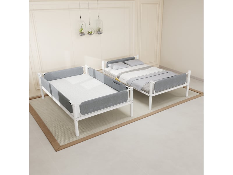  Lit superposé 90x190 cm en fer blanc, séparable en 2 lits avec barrières amovibles  - Conforama D
