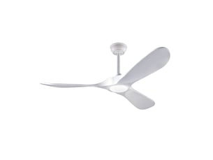 Ventilateur de plafond 132 cm éclairage led dimmable 3 pales bois massif blanc réversible 6 vitesses télécommande